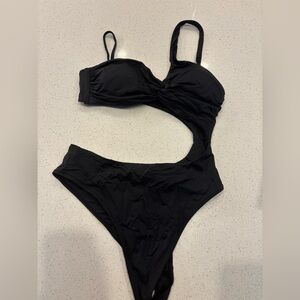 Dynamite Black Cutout One-Piece Swimsuit